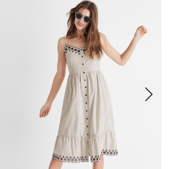 Madewell Dresses & Skirts - MADEWELL Striped JARDIN Eyelet Spring Dress Sz 14